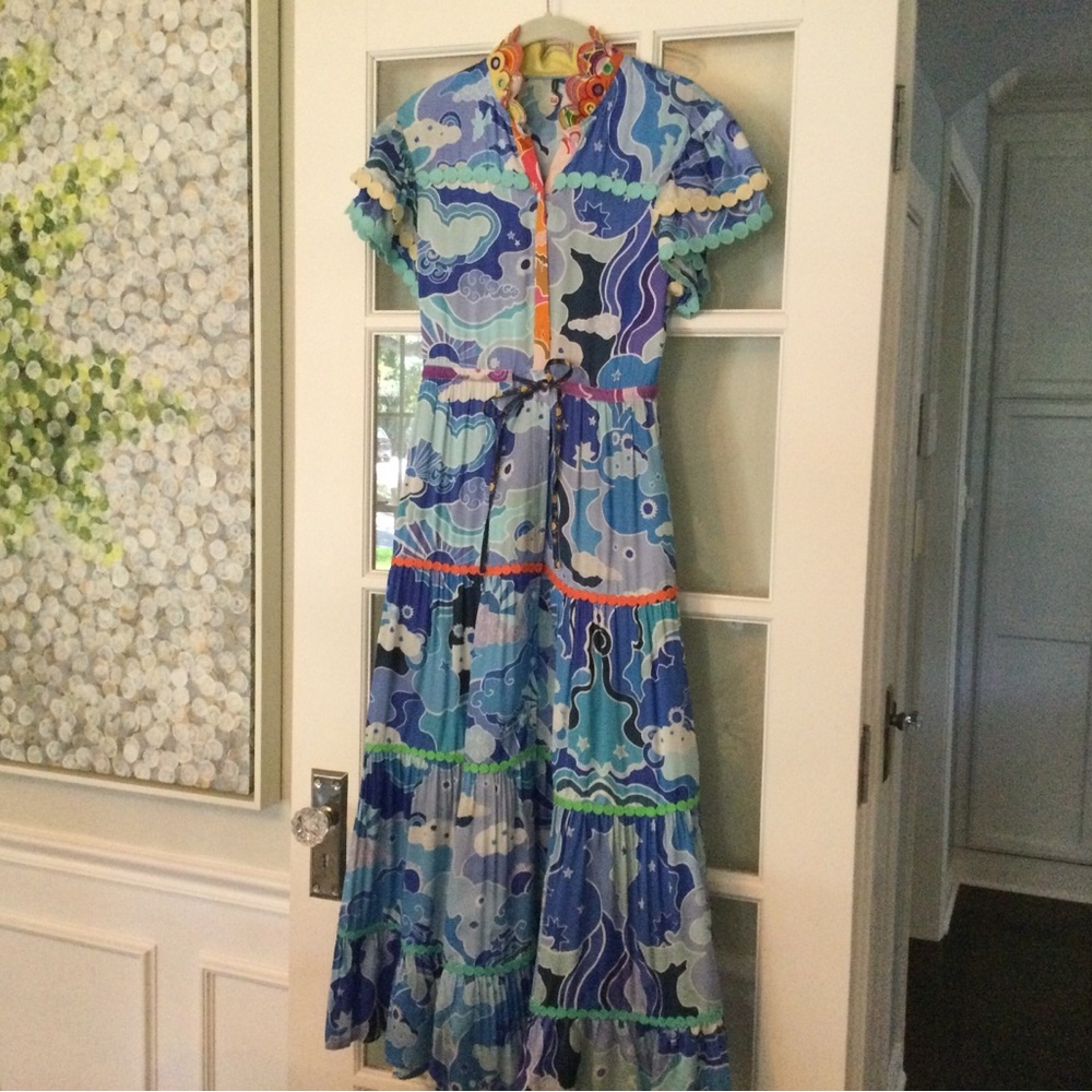 Blue Patterned Maxi Dress - Brand Not Specified